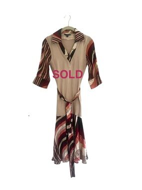 🔥bebe Y2K Multicolor Striped V-Neck Midi Dress